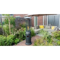 Terrasheater met vlam zwart